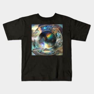 Alien Arcane Aesthic AiArt Rainbow Runes Kids T-Shirt